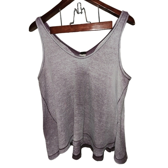 Tops - Free People We The Free Purple Waffle Knit Tank Oversized XL Cottagecore Fairy